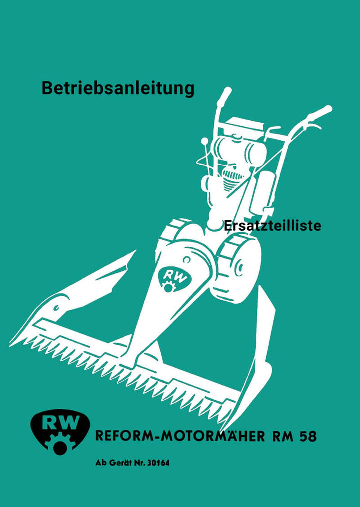 Reform RM 58 Betriebsanleitung und Ersatzteilliste, Buchcover