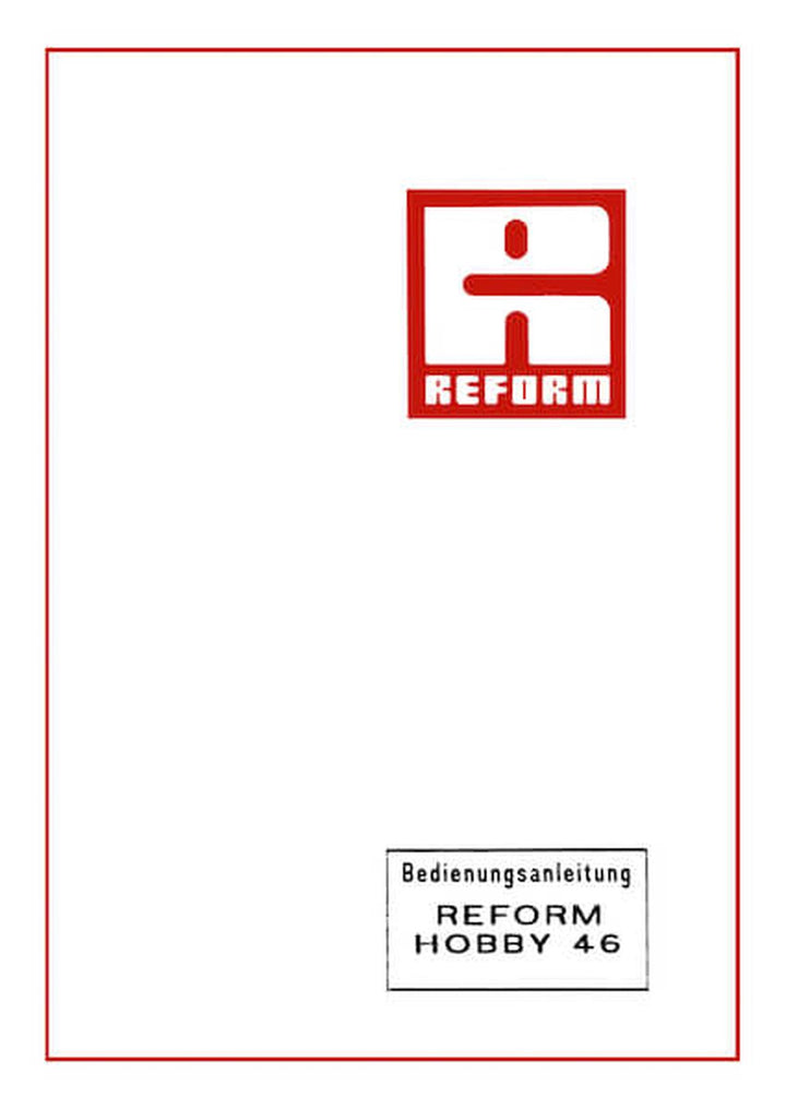 Reform Hobby 46 Betriebsanleitung, Buchcover