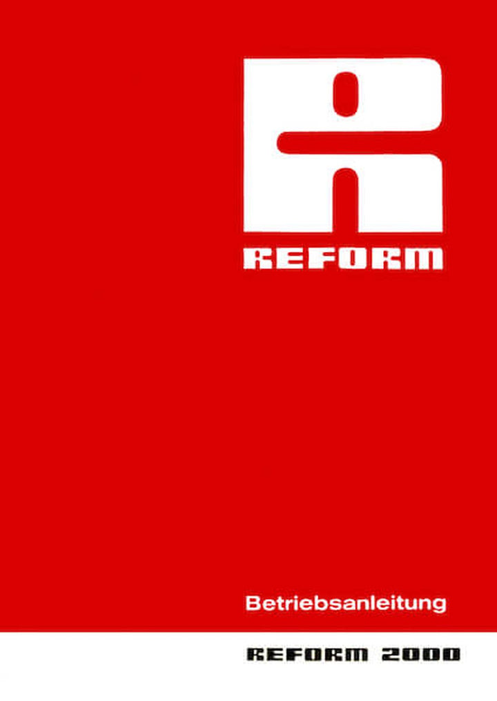Reform Mähwender 2000 Betriebsanleitung, Buchcover