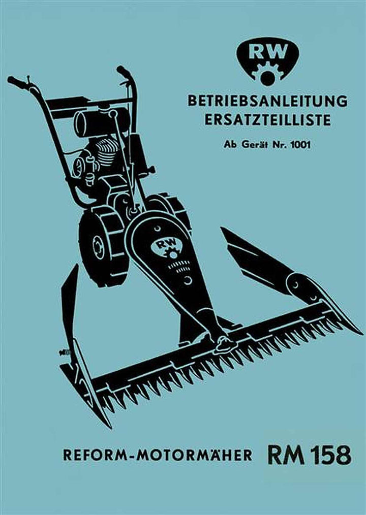 Reform RM 158 Betriebsanleitung und Ersatzteilliste, Buchcover