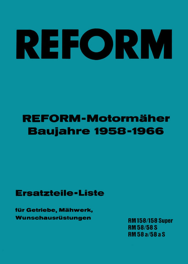 Reform RM 58 und RM 158 Ersatzteilliste, Buchcover