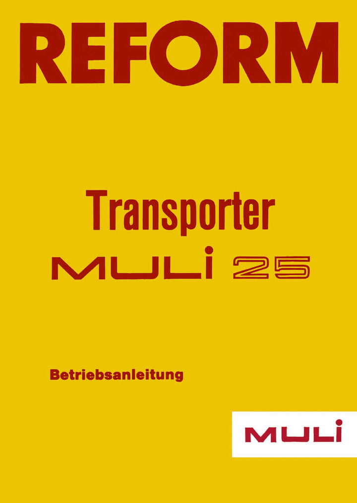 Reform Muli 25 Betriebsanleitung, Buchcover