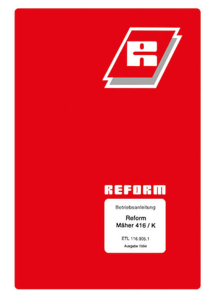 Reform RM 416 und RM 416 K Betriebsanleitung, Buchcover