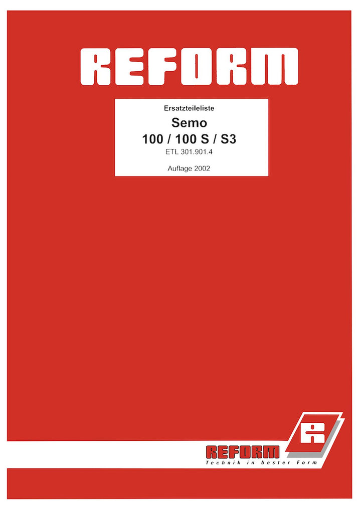 Reform Semo 100, 100 S, 100 S3 Ersatzteilliste, Buchcover