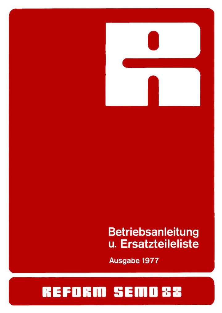 Reform Semo 88 Betriebsanleitung und Ersatzteilliste, Buchcover