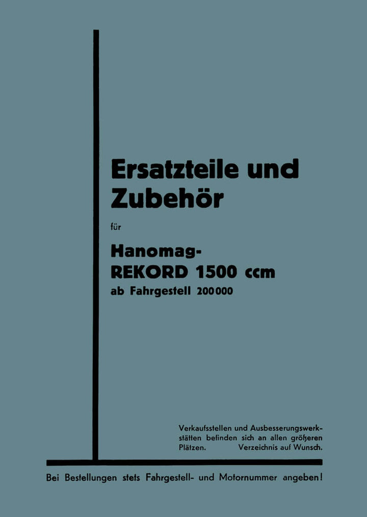 Hanomag Rekord 1500 Ersatztteilkatalog, Buchcover