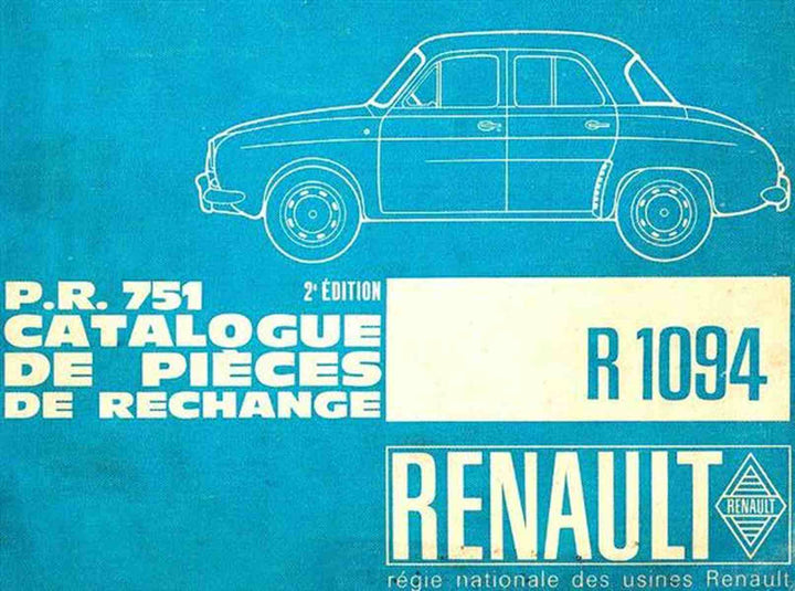 Renault Dauphine R 1094, Catalogue des pieces de rechange, Buchcover