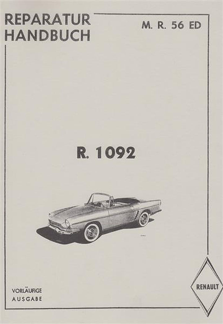 Renault Floride, Typ R. 1092, Reparatur Handbuch, Buchcover
