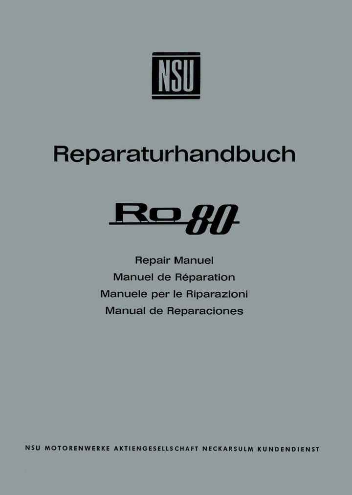 NSU RO 80 Reparaturanleitung, Buchcover