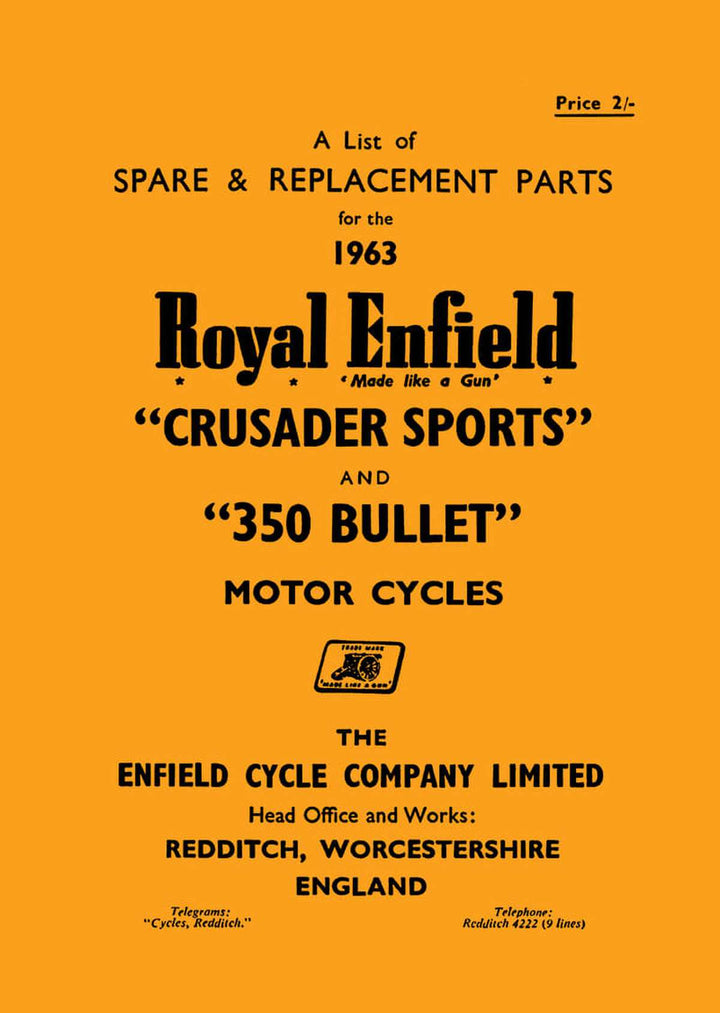 Royal Enfield Crusader Sports / 350 Bullet Spare Parts Catalouge, Buchcover