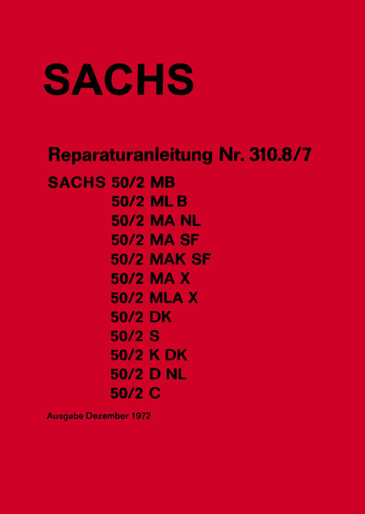 Sachs 50/2 Modelle Reparaturanleitung, Buchcover