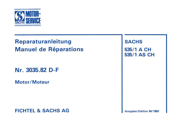 Sachs 503 / 1 A 1 AS CH Motor Reparaturanleitung, Buchcover