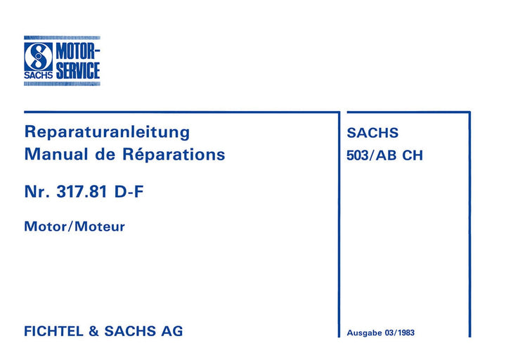 Sachs 503 / AB CH Motor Reparaturanleitung, Buchcover