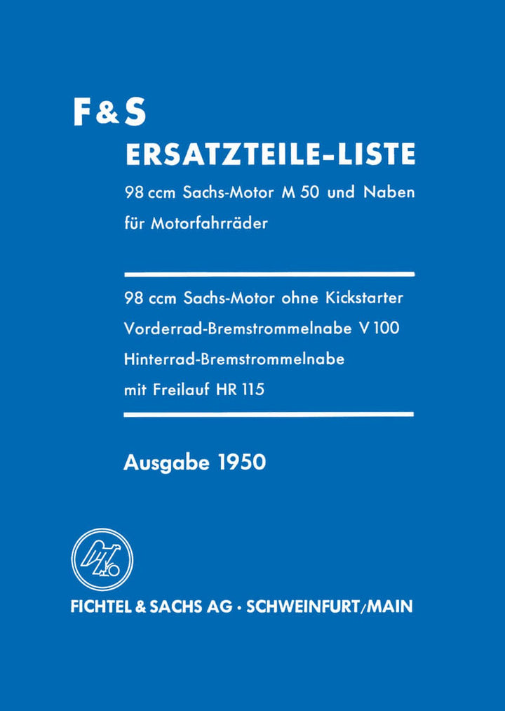 Sachs 98 ccm Motor mit Flachkolben Ersatzteilkatalog, Buchcover