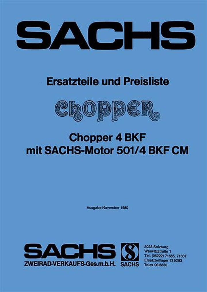 Sachs Chopper 4 BKF mit Sachs-Motor 501/4 BKF CM, Ersatzteilkatalog, Buchcover