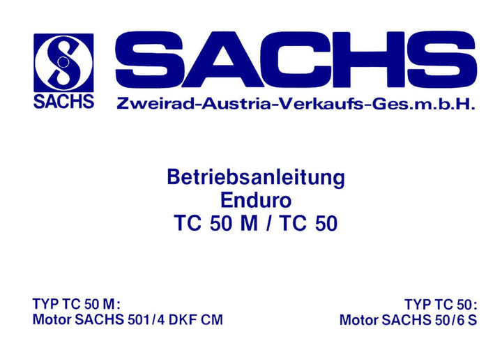 Sachs Enduro TC 50 M und TC 50, Betriebsanleitung, Buchcover