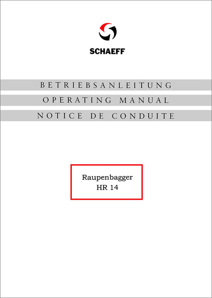 Schaeff HR14 Raupen-Bagger Betriebsanleitung, Buchcover