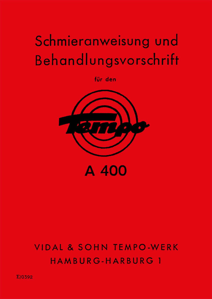 Tempo A400 Betriebanleitung, Buchcover