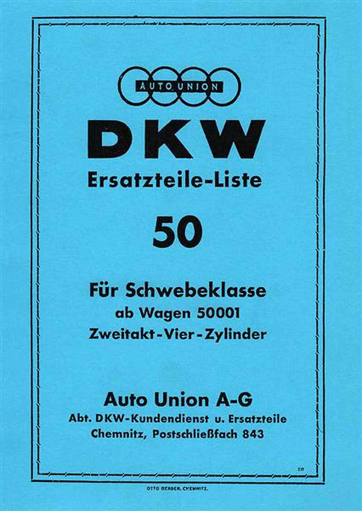 DKW Schwebeklasse Ersatzteilkatalog, Buchcover