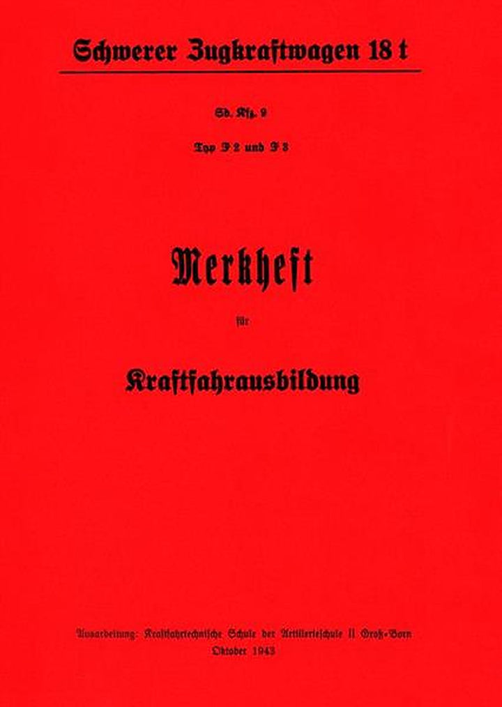 Sonder KFz. 9 Typ F2 und F3 Merkheft, Buchcover