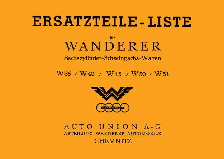 Wanderer W35 W40 W45 W50 W51 Ersatzteilliste, Buchcover