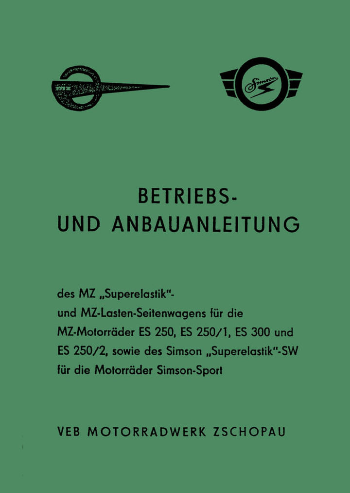 IFA Seitenwagen MZ Simson Seitenwagen Anbauanleitung, Buchcover