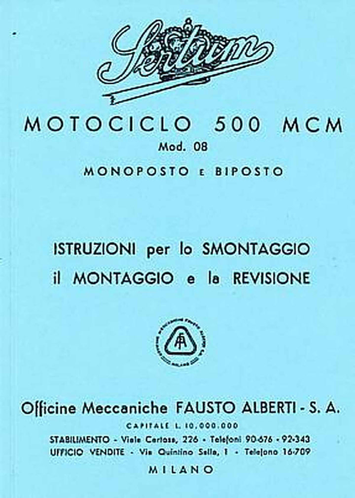 Sertum 500, Model 08, monoposto e biposto, Betriebs- und Reparaturanleitung, Buchcover