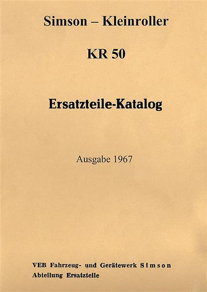 Simson Kleinroller KR 50 Ersatzteilkatalog, Buchcover