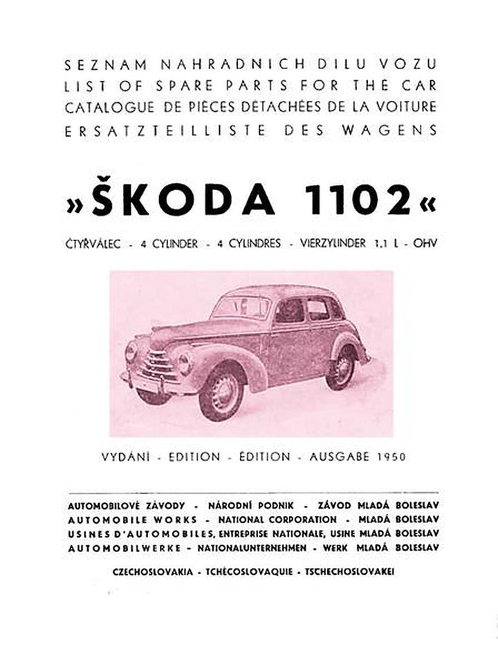 Skoda 1102, 4-Zylinder, 1,1 Liter, OHV, Ersatzteilkatalog, Buchcover