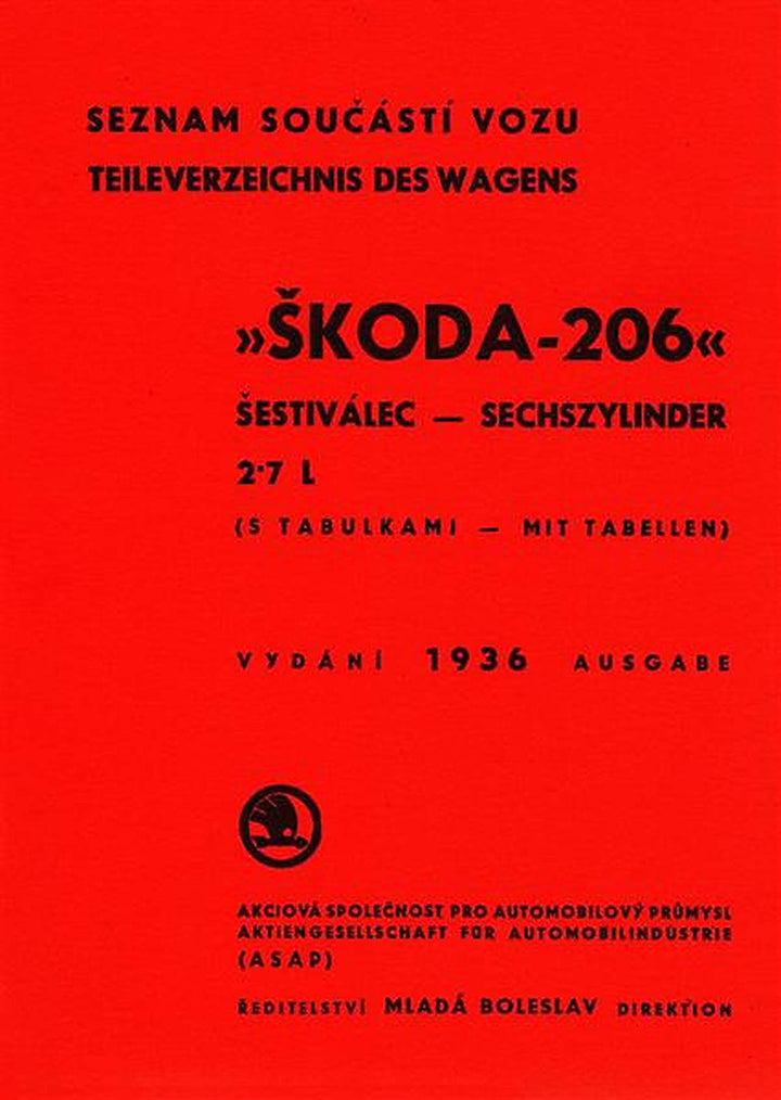 Skoda 206 Ersatzteilkatalog, Buchcover