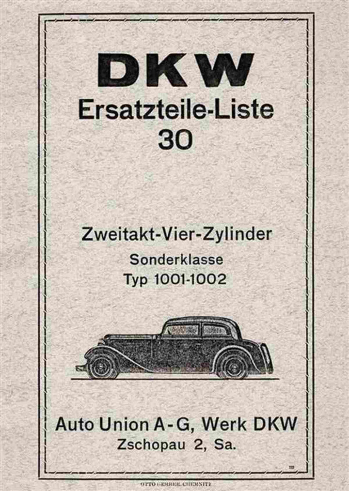 DKW Sonderklasse Ersatzteilkatalog, Buchcover