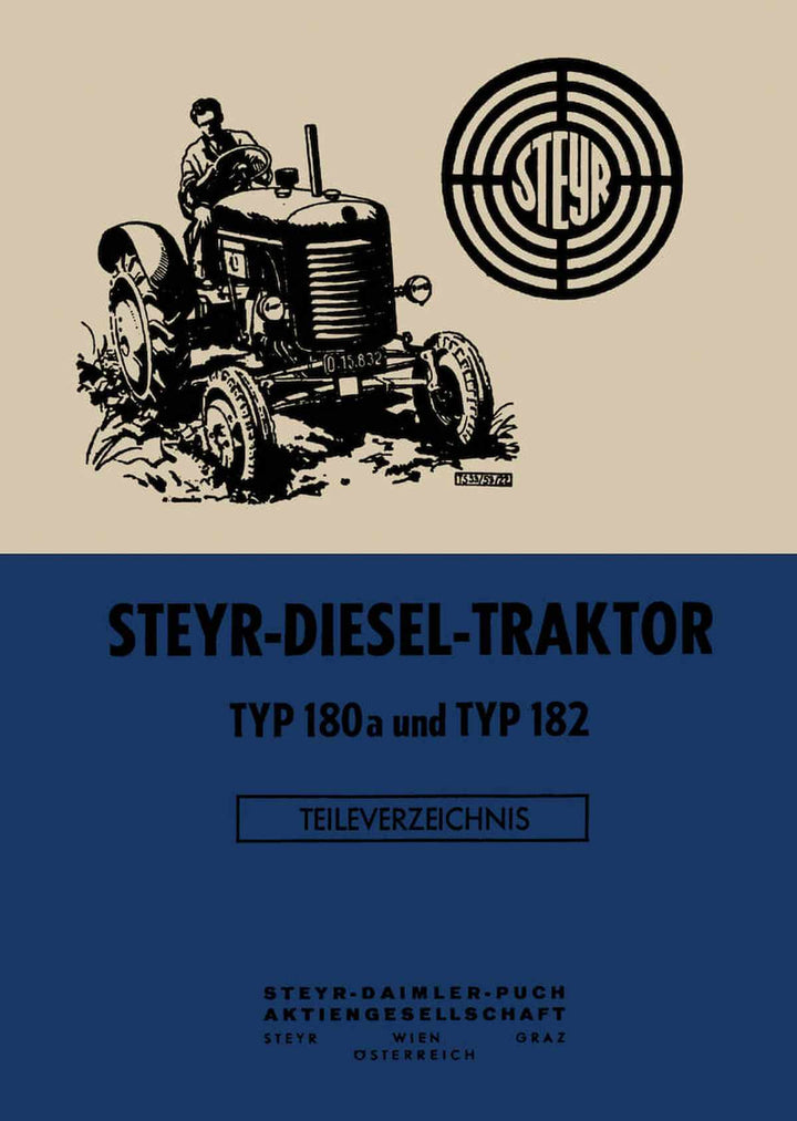 Steyr 180a und 182 Traktor Ersatzteilkatalog, Buchcover