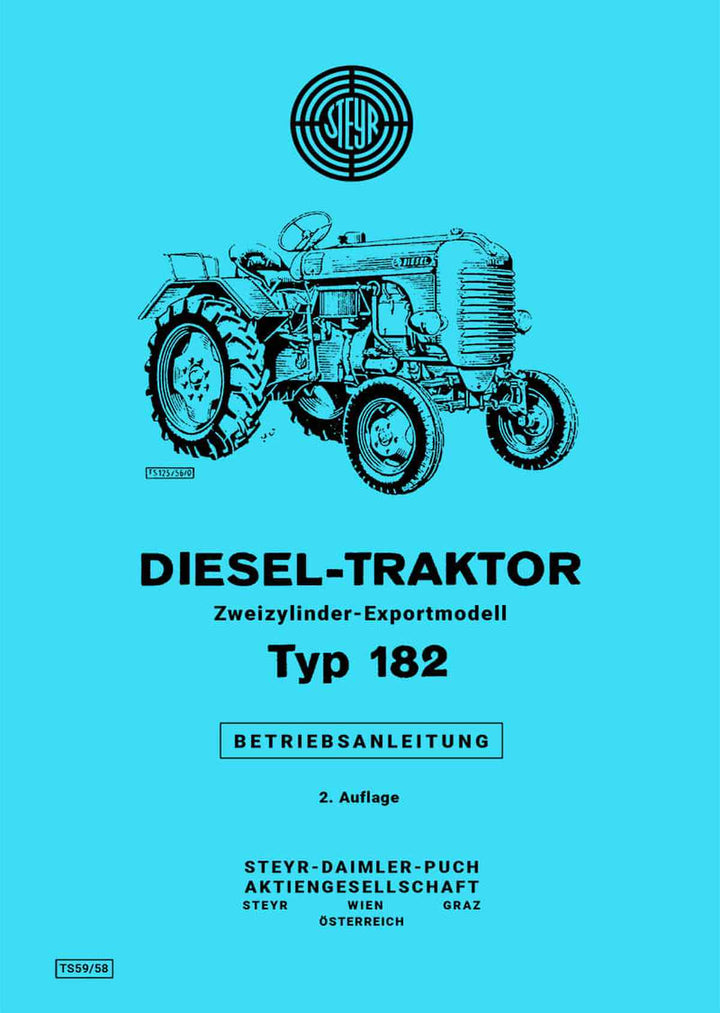 Steyr 182 Traktor Betriebsanleitung, Buchcover