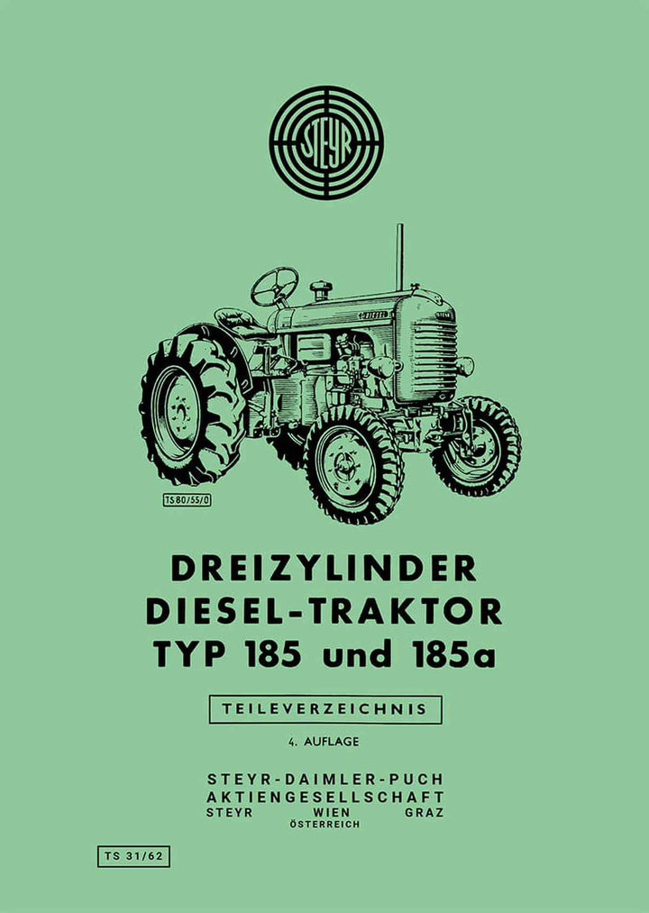 Steyr 185 und 185a Traktor Ersatzteilkatalog, Buchcover