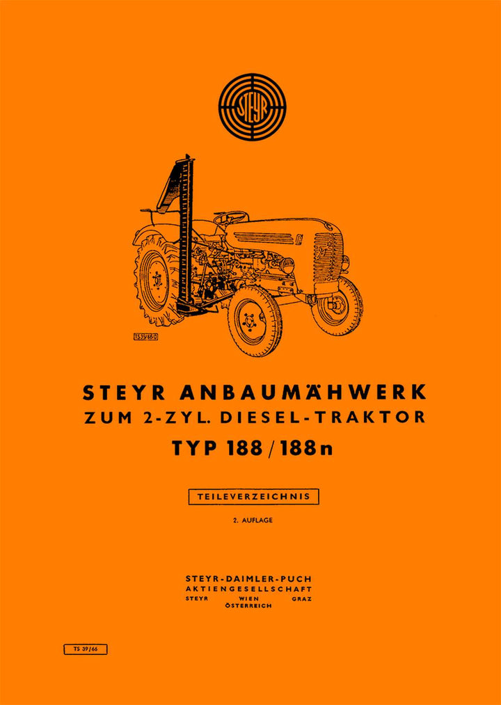 Steyr 188 und 188n Anbaumähwerk Ersatzteilkatalog, Buchcover