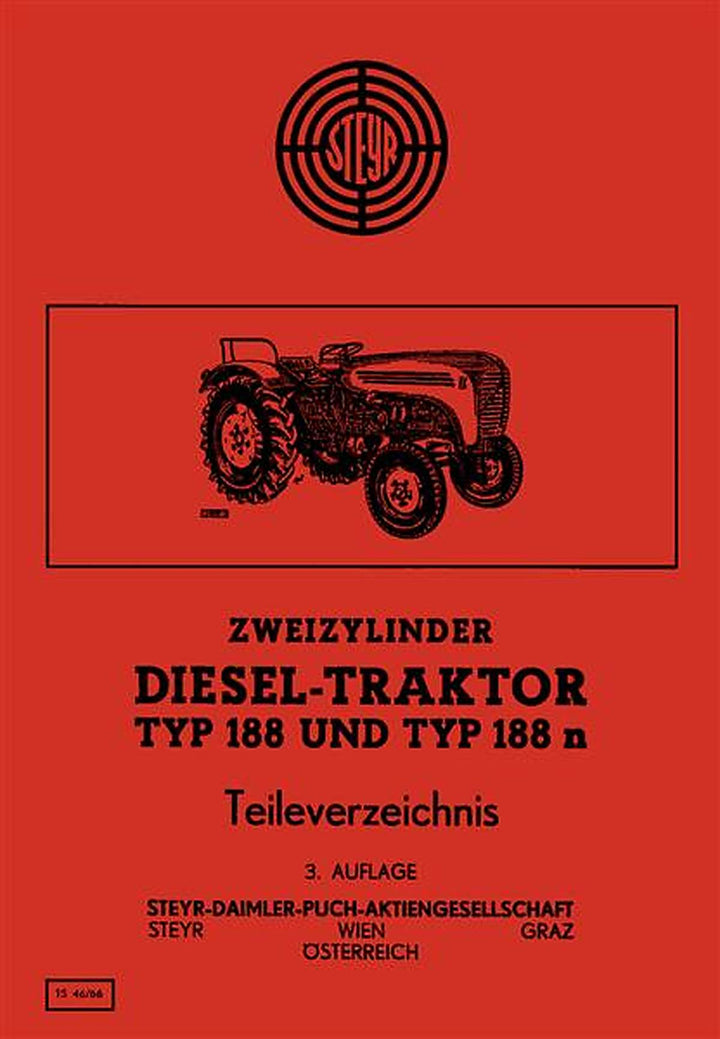 Steyr 188 und 188n Traktor Ersatzteilkatalog, Buchcover