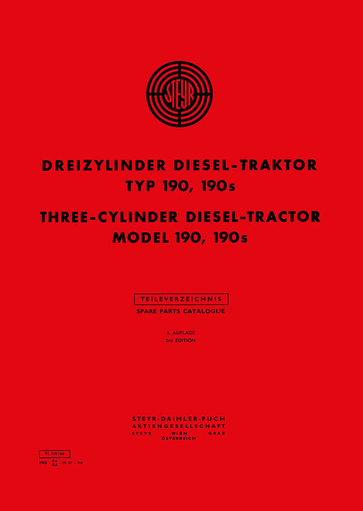 Steyr 190 und 190s Traktor Ersatzteilkatalog, Buchcover