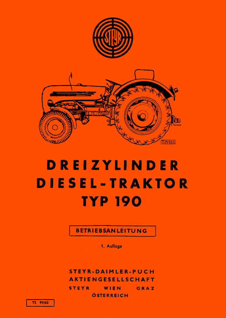 Steyr 190 Traktor Betriebsanleitung, Buchcover
