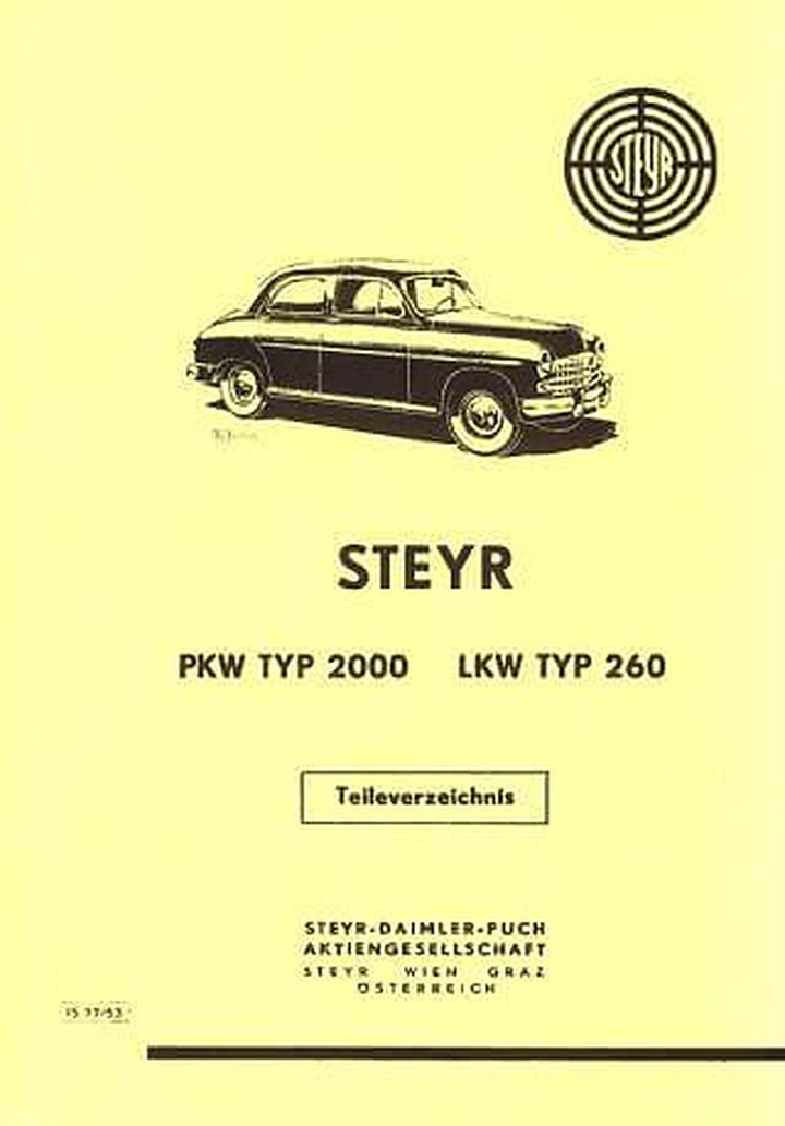 Steyr Typ 2000 PKW und Typ 260 LKW Ersatzteilkatalog, Buchcover
