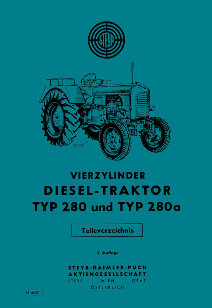 Steyr 280 und 280a Traktor Ersatzteilkatalog, Buchcover
