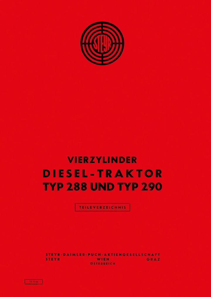 Steyr 288 und 290 Traktor Ersatzteilkatalog, Buchcover
