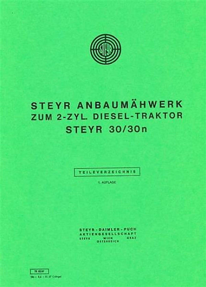 Steyr 30 und 30n Anbaumähwerk Ersatzteilkatalog, Buchcover