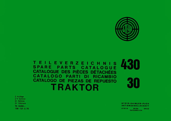 Steyr 30 und 430 Traktor Ersatzteilkatalog, Buchcover