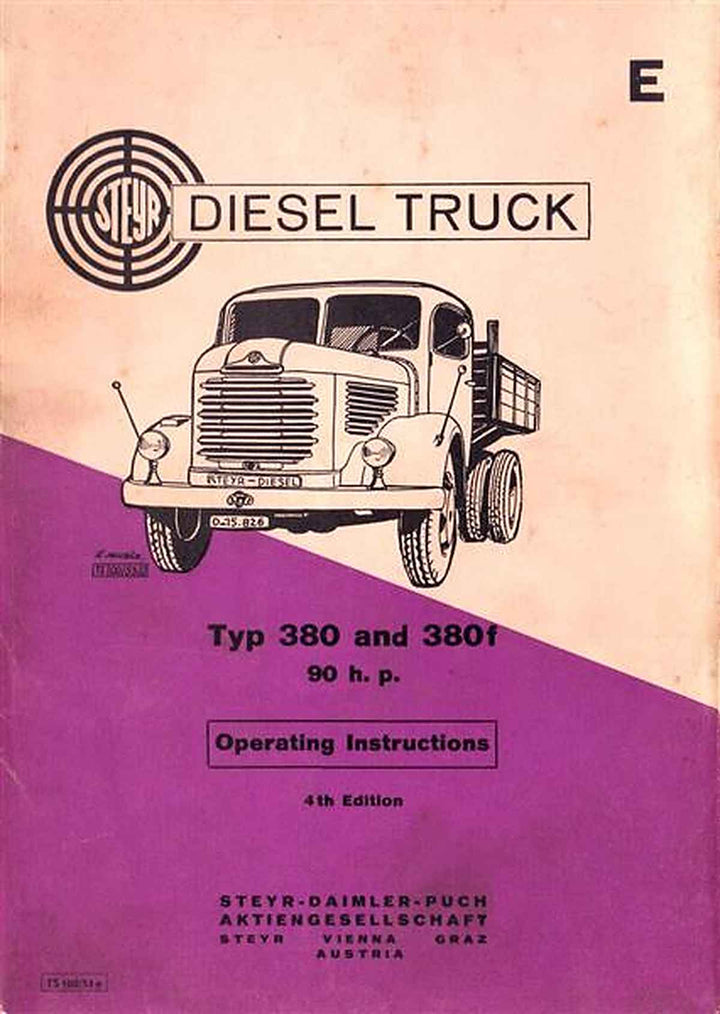 Steyr 380 and 380 f, 90 h.p. Operating Instructions, Buchcover