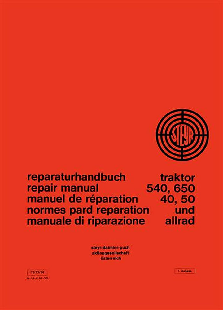 Steyr 40 40a 50 50a 540 540a 650 650a Traktor Reparaturanleitung, Buchcover