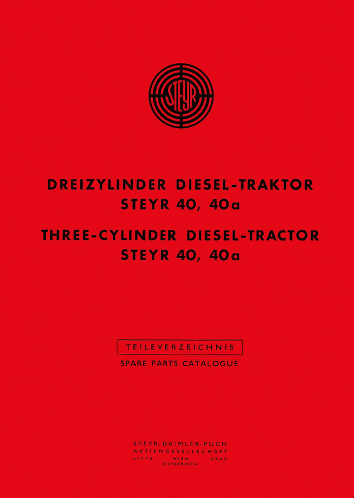 Steyr 40 und 40a Traktor Ersatzteilkatalog, Buchcover