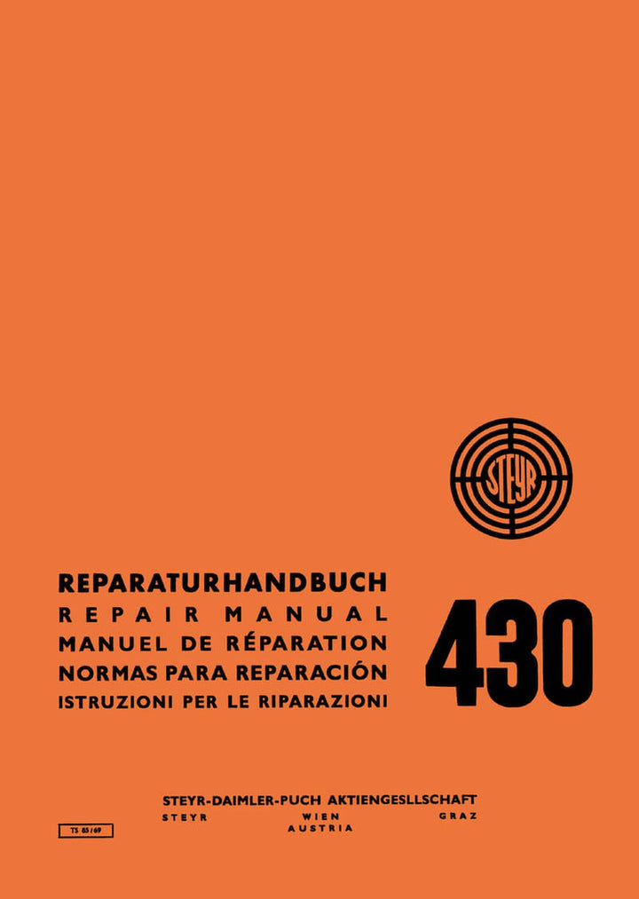 Steyr 430 Traktor Reparaturanleitung, Buchcover