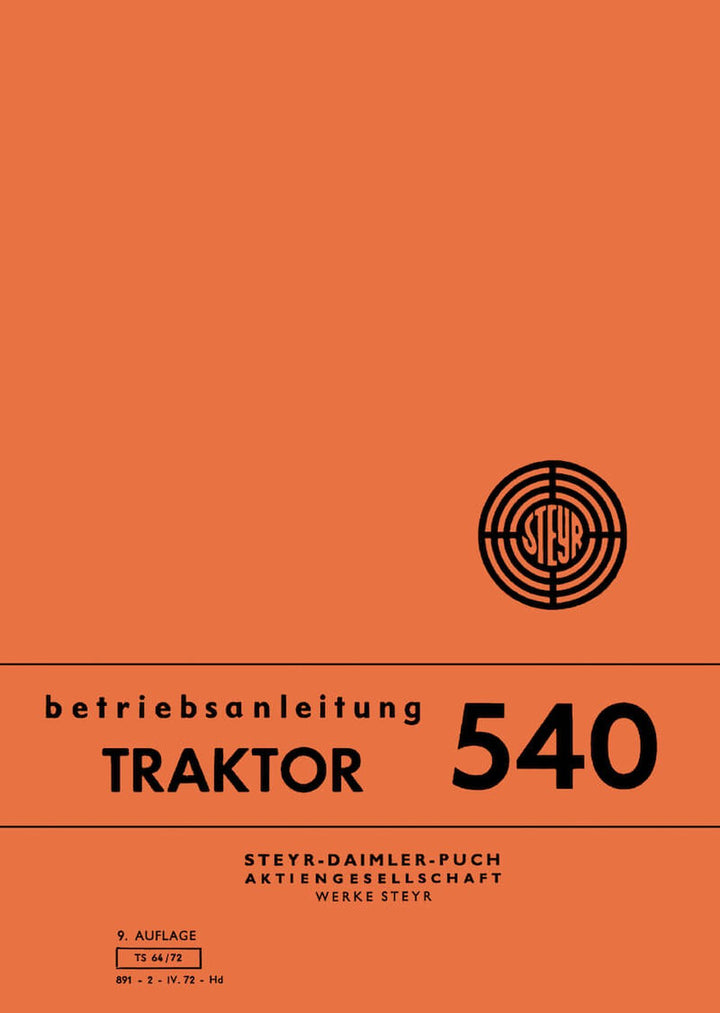 Steyr 540 540a 540h 540g Traktor Betriebsanleitung, Buchcover