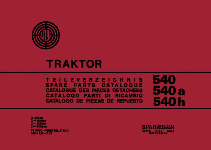 Steyr 540 540a 540h Traktor Ersatzteilkatalog, Buchcover