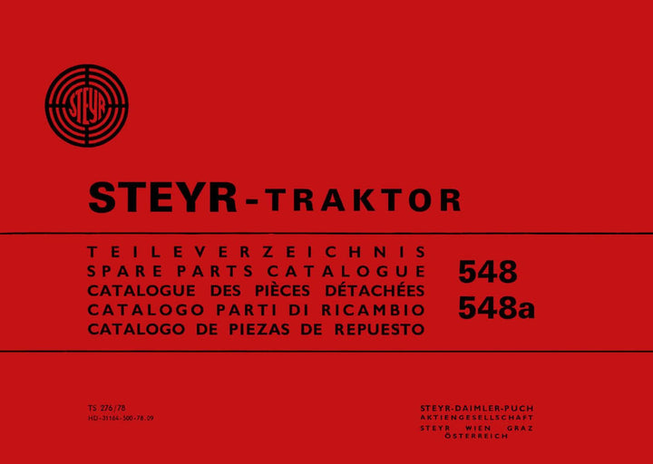 Steyr 548 und 548a Traktor Ersatzteilkatalog, Buchcover